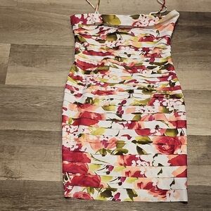 Floral Print Women's Dress pleated flattering plus 12